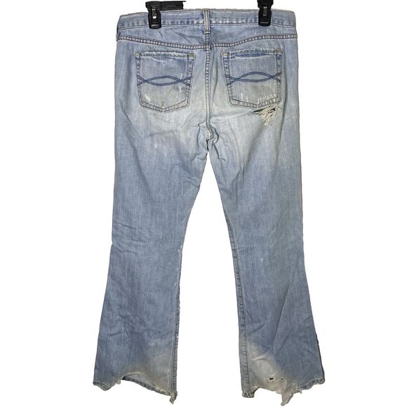 Vintage ABERCROMBIE & FITCH Jeans Flare Low Rise Distressed Y2K 90s Womens 10R - Picture 2 of 13